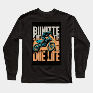 Dirt bike rider w/ orange and grey lettering Long Sleeve T-Shirt
